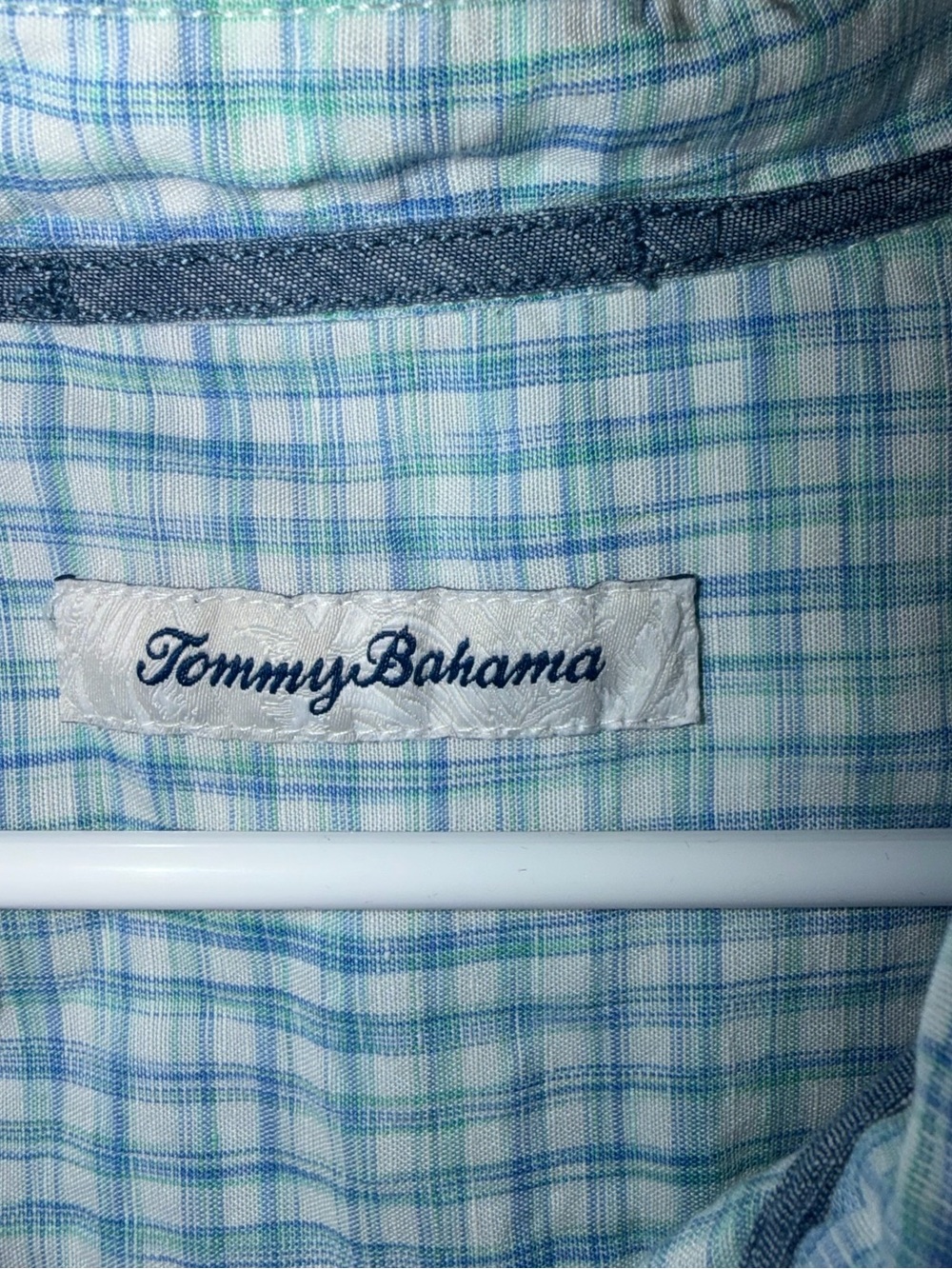 Tommy Bahama Men’s Linen Blend LBlue Plaid Short-Sleeve Button-Up Shirt XXL - Picture 3 of 6